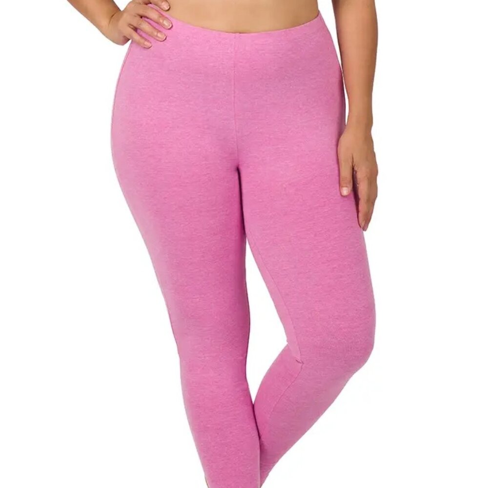 1X LT MAUVE W/O Pockets Plus Size Premium Cotton Full-Leggings